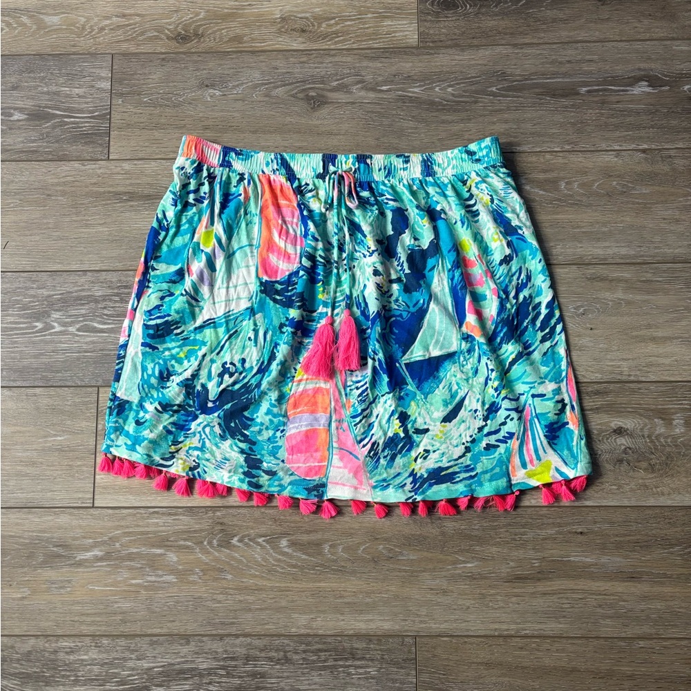 Lilly Pulitzer Palma Tube Top Sz L Hey Bay Bay Sailboat Skirt Beach Tropical